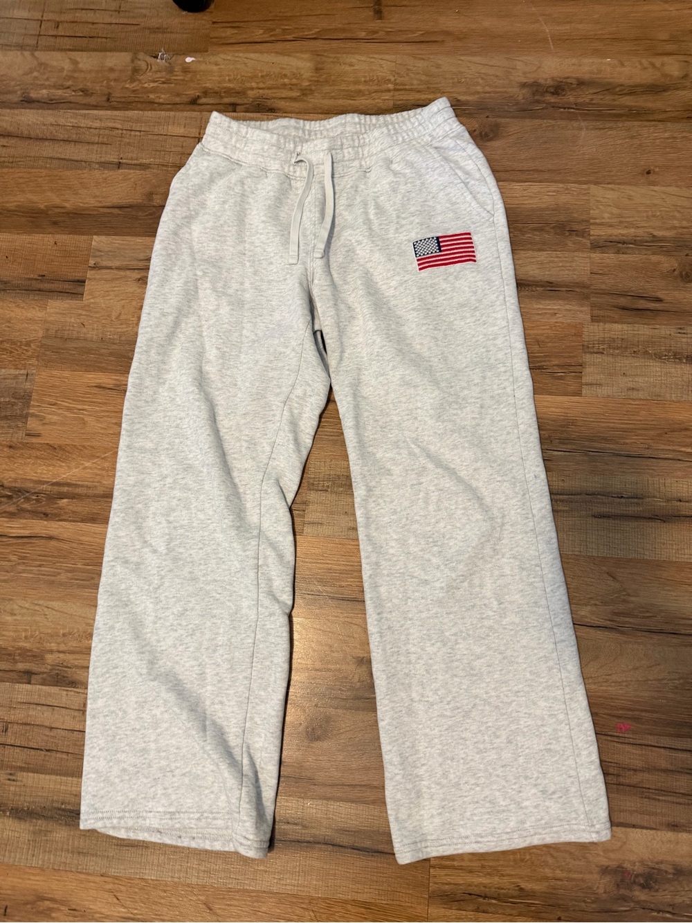 Hollister Light Gray Sweatpants with Flag Patch